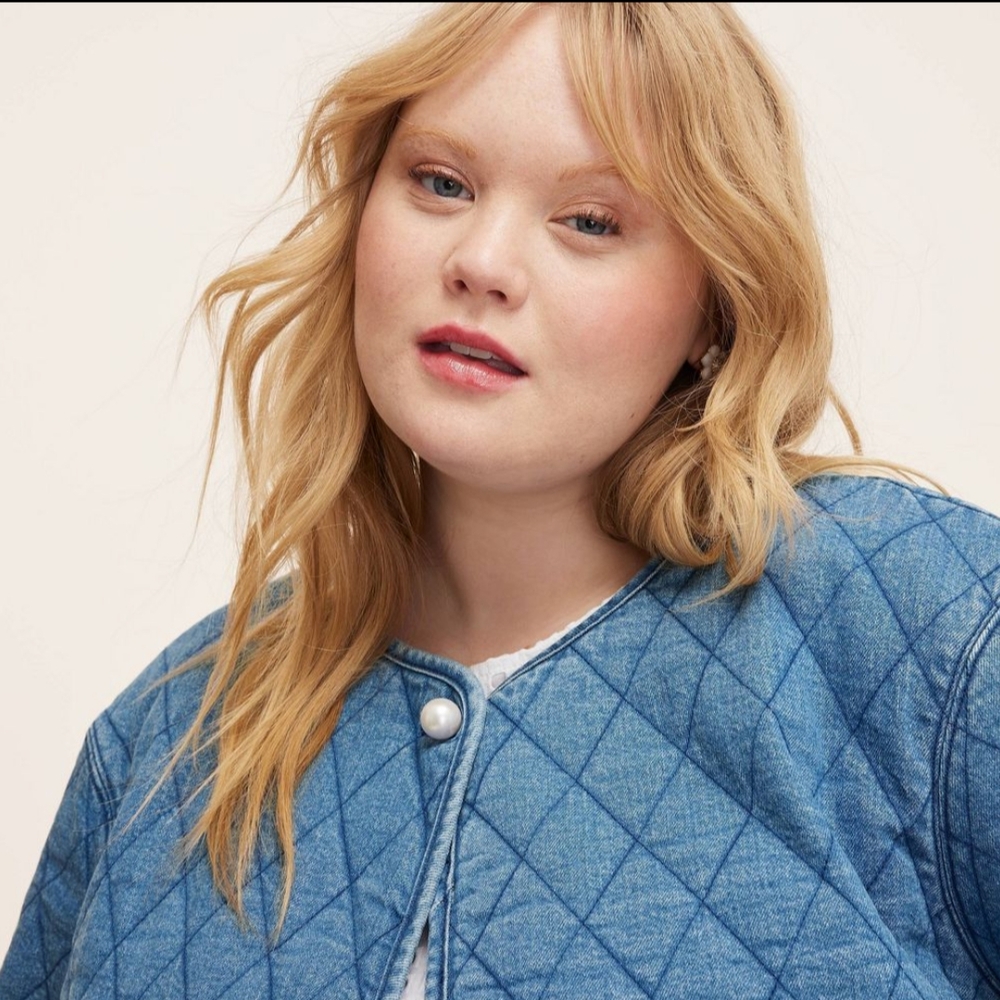 NWT Kate Spade Blue Quilted Denim Jacket Size 4X - Picture 5 of 6